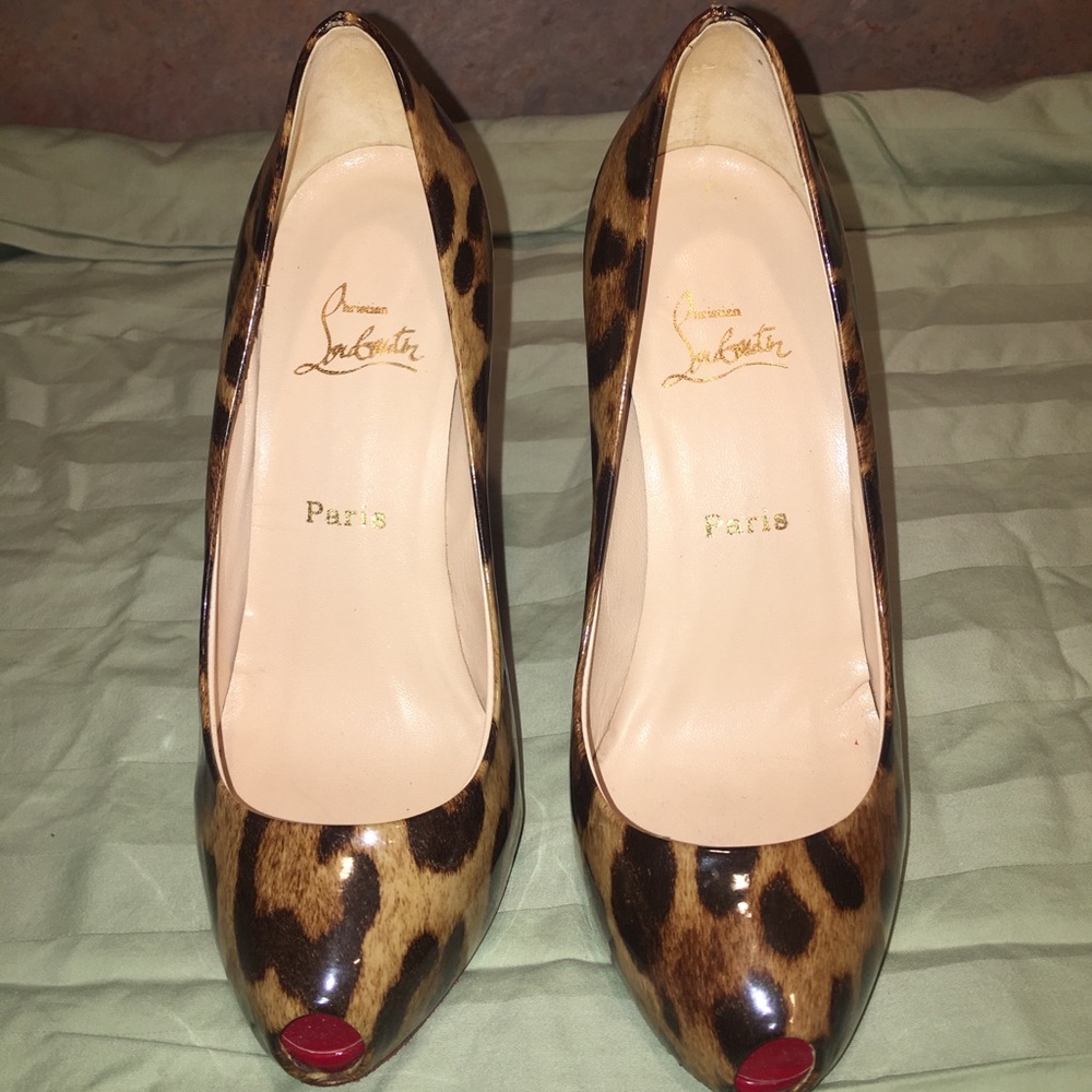 Leopard Peep Toe Pumps Christian Louboutin